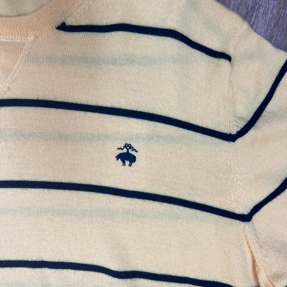 346 Brooks Brothers V-Neck Merino Wool Sweater Sz XL Yellow Navy Blue Stripe - Picture 7 of 12